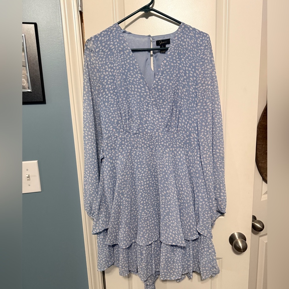 J. Crew Light Blue and White Dress